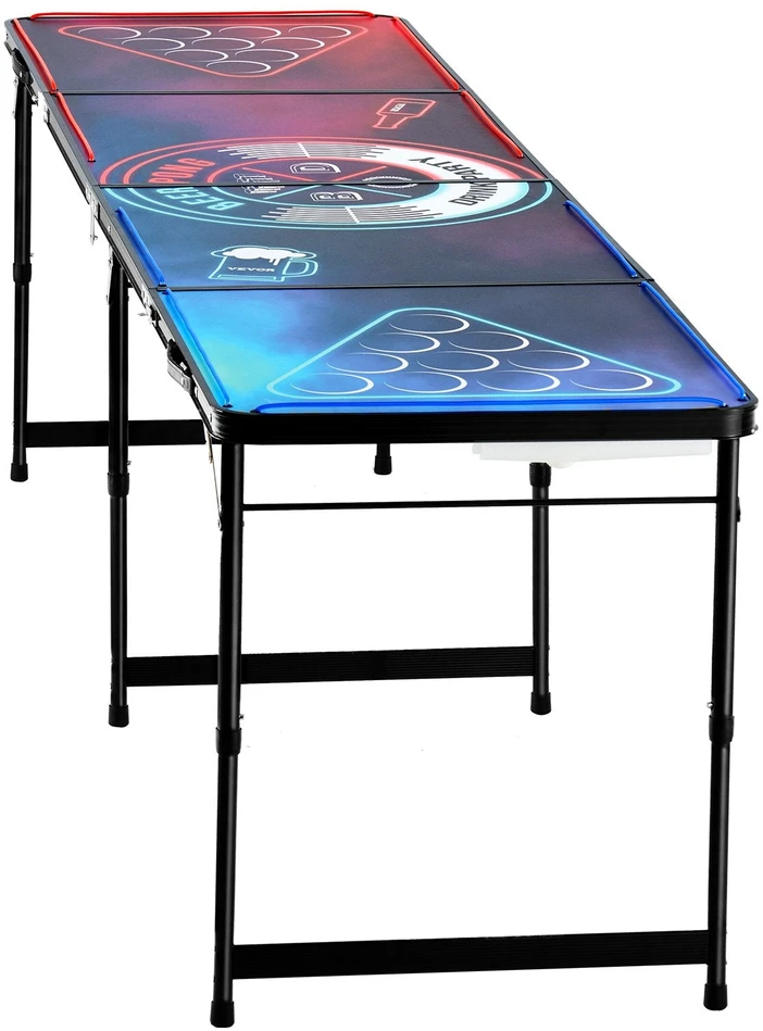 VEVOR Nešiojamas 2,4 m beer pong stalas su LED