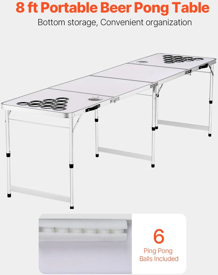 VEVOR Nešiojamas beer pong stalas 2,4 m