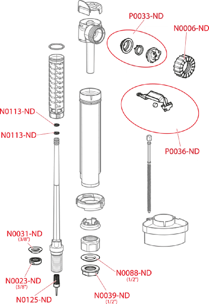 WC prileidimo mechanizmas AlcaPlast, apatinio pajungimo 1/2