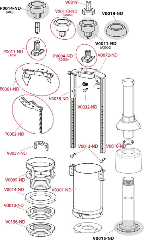 WC nuleidimo mechanizmas AlcaPlast, su Stop mechanizmu