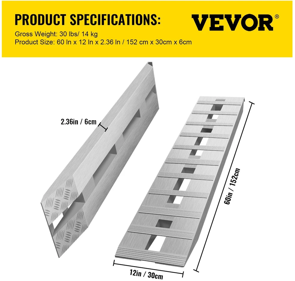 VEVOR 152 x 30 cm rampa priekaboms, 2 vnt.