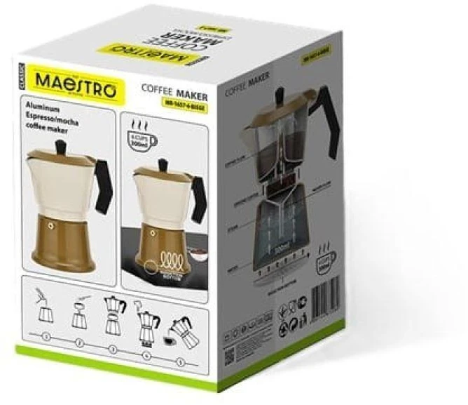 Aliuminio moka pot MR-1657-6-BEIGE MAESTRO