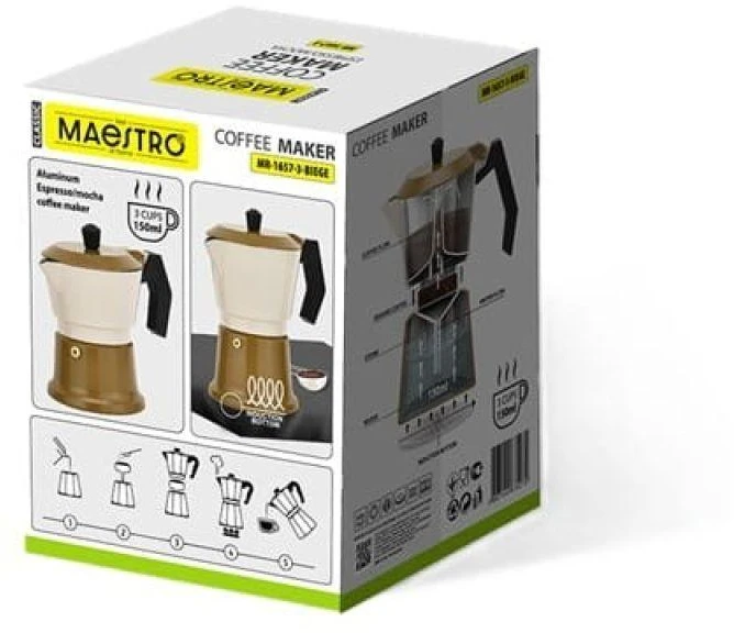 Aliuminio moka pot MR-1657-3-BEIGE MAESTRO