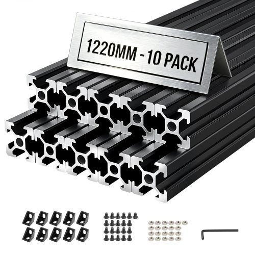 VEVOR 10 vnt. 2020 aliuminio profilių, 1220 mm, juodi
