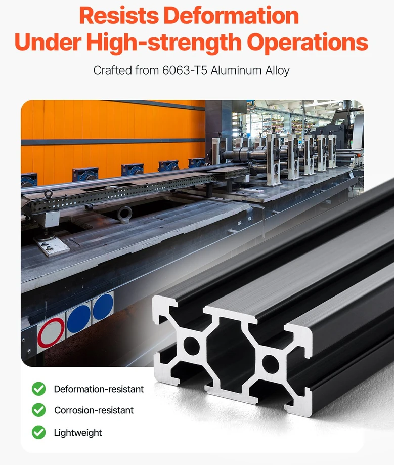 Vevor 5 vnt. 1000 mm T Slot 2040 anodizuotas aliuminis profilis