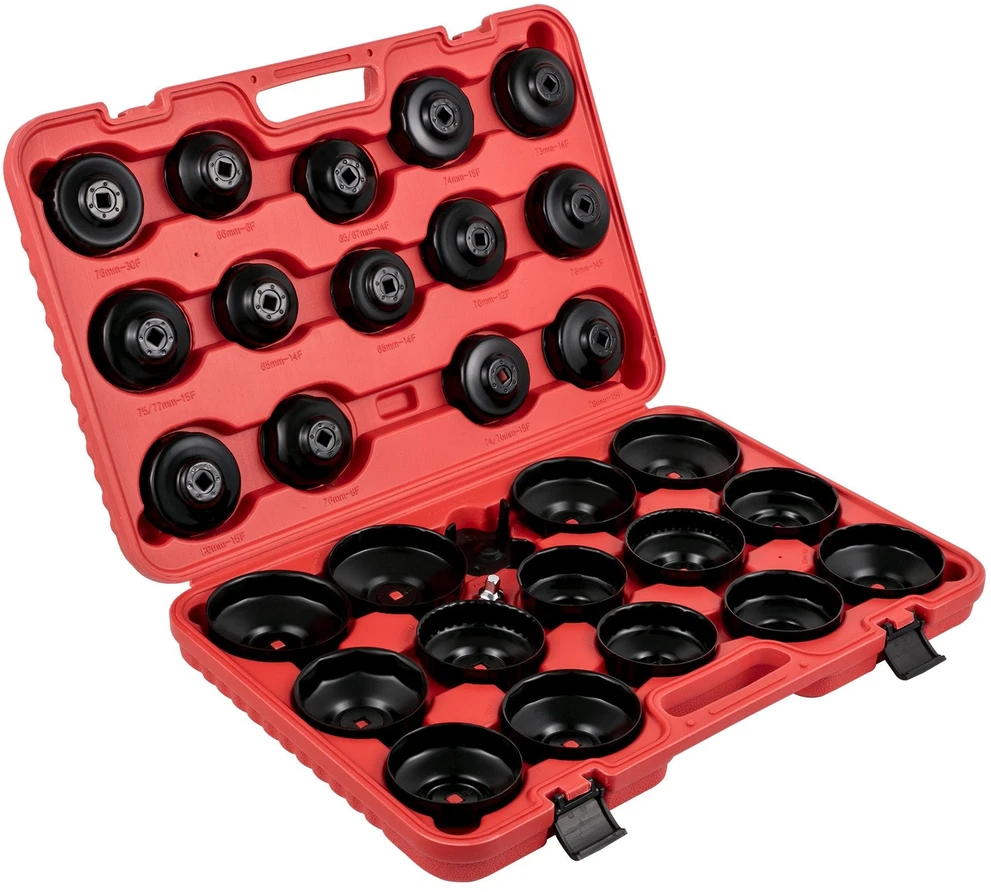 VEVOR Alyvos filtro raktų rinkinys, 30 vnt., plieno, 3/8", žemo profilio, dangteliai, veržliarakčiai
