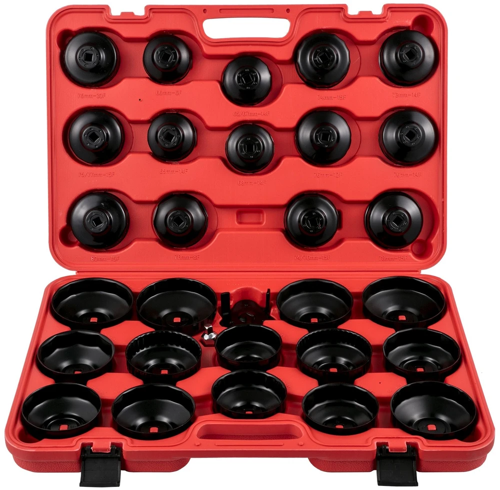 VEVOR Alyvos filtro raktų rinkinys, 30 vnt., plieno, 3/8", žemo profilio, dangteliai, veržliarakčiai