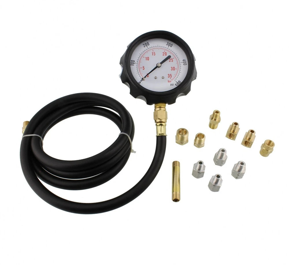 ALYVOS SLĖGIO MATUOKLIS SU ADAPTERIAIS | 0–500 PSI | ILGA ŽARNA (57675V)