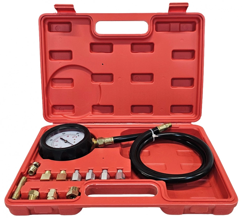 ALYVOS SLĖGIO MATUOKLIS SU ADAPTERIAIS | 0–500 PSI | ILGA ŽARNA (57675V)