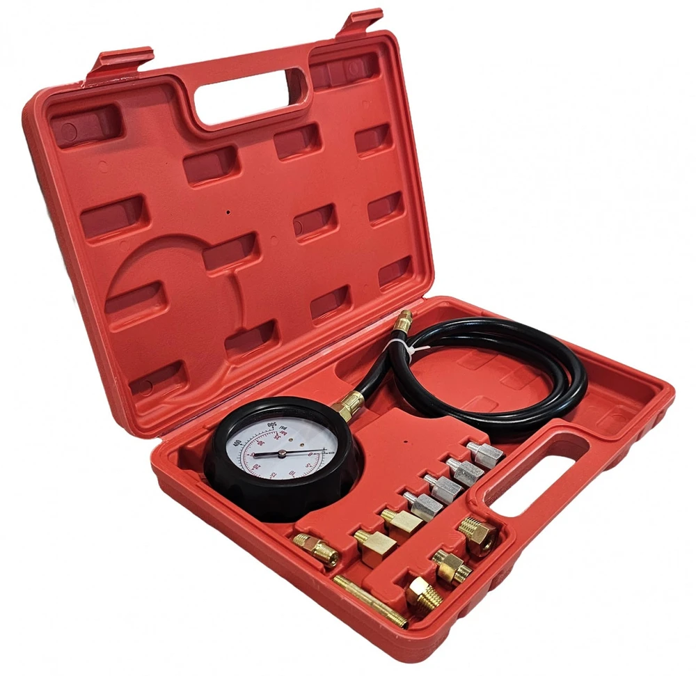 ALYVOS SLĖGIO MATUOKLIS SU ADAPTERIAIS | 0–500 PSI | ILGA ŽARNA (57675V)
