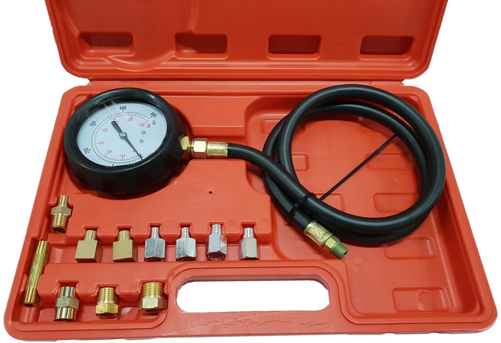 ALYVOS SLĖGIO MATUOKLIS SU ADAPTERIAIS | 0–500 PSI | ILGA ŽARNA (57675V)