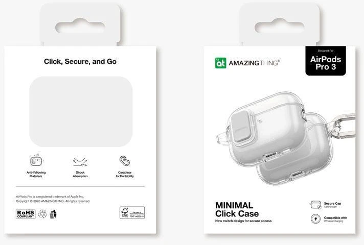 AmazingThing AirPods Pro 3 Minimalus Skaidrus Dėklas