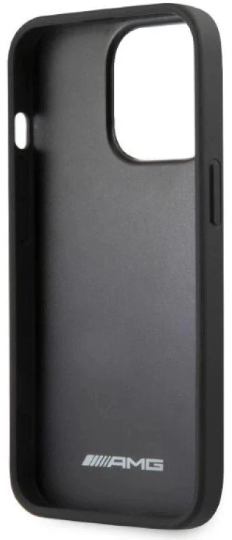 Mercedes AMG AMHCP13LOSDBK Apple iPhone 13 Pro / 13 6.1″ juodos spalvos kietas dėklas with Leather Curved Lines