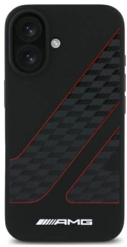 Mercedes AMG AMHMP16S2SCFR Apple iPhone 16 6,1″ juodos spalvos kietas dėklas Checkered Flag Pattern MagSafe