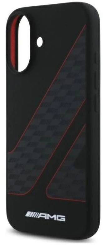 Mercedes AMG AMHMP16S2SCFR Apple iPhone 16 6,1″ juodos spalvos kietas dėklas Checkered Flag Pattern MagSafe