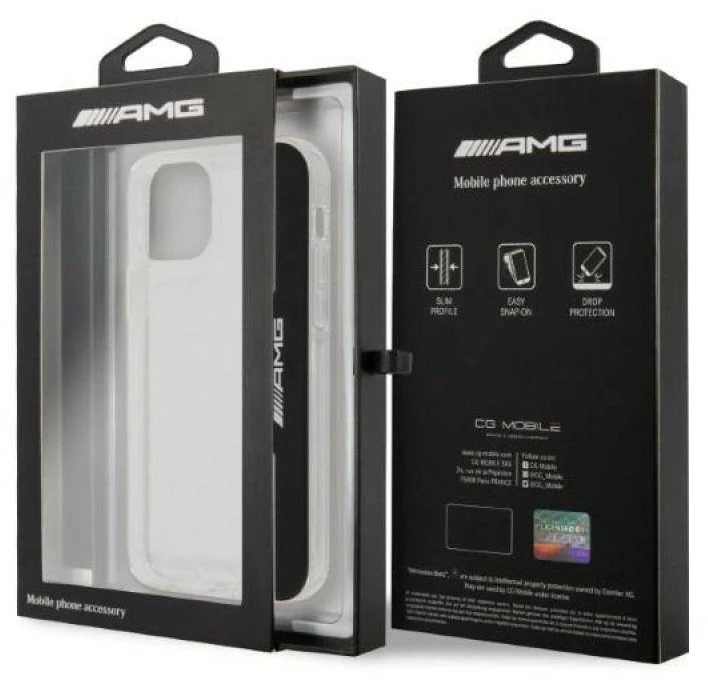 Mercedes AMG AMHCP12MTVLBR Apple iPhone 12/12 Pro 6.1″ skaidrus kietas dėklas with Electroplate Vertical design
