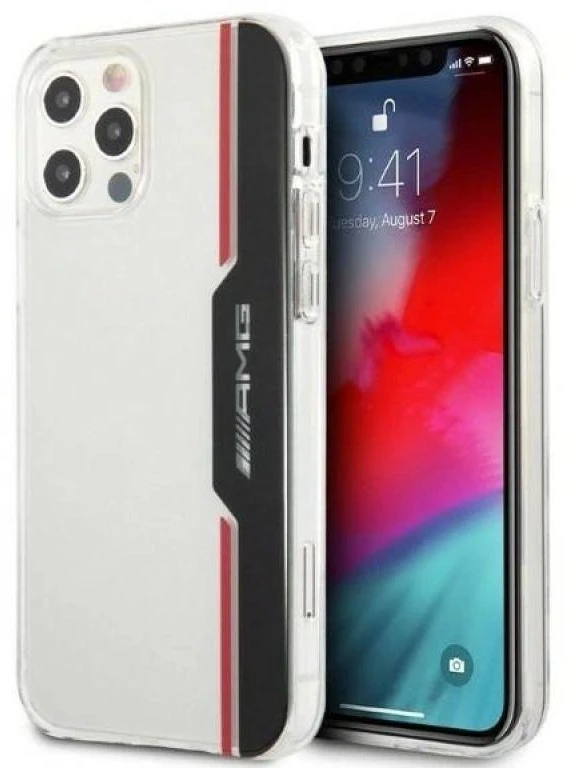 Mercedes AMG AMHCP12MTVLBR Apple iPhone 12/12 Pro 6.1″ skaidrus kietas dėklas with Electroplate Vertical design