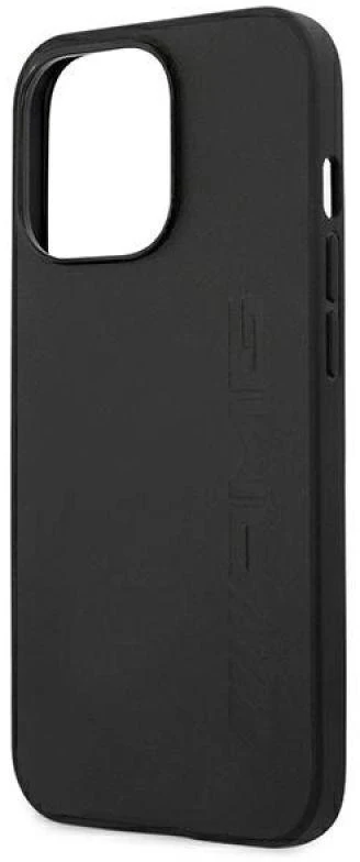 Mercedes AMG AMHCP13LDOLBK Apple iPhone 13 Pro / 13 6,1″ juodos spalvos kietas dėklas Leather Hot Stamped