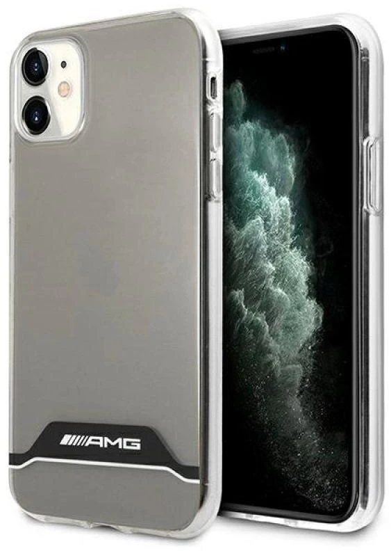 Mercedes AMG AMHCN61TCBW Apple iPhone 11 6,1″ skaidrus kietas dėklas Electroplate juodos spalvos&baltos spalvos