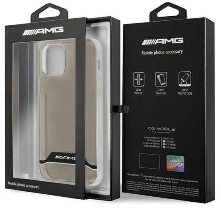 Mercedes Benz Apple iPhone 12 / 12 Pro Mercedes AMG dėklas Electroplate Juodas&Baltas (AMHCP12MTCBW) skaidrus