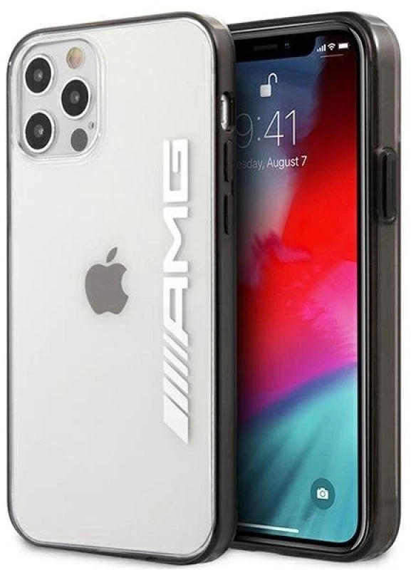 Mercedes AMG AMHCP12LAESLBK Apple iPhone 12 Pro Max skaidrus kietas dėklas Metallic Painted