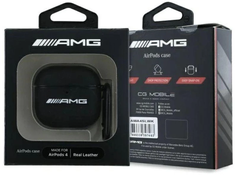Mercedes AMG AMA4SLWK AirPods 4 dėklas baltos spalvos Leather baltos spalvos Logo