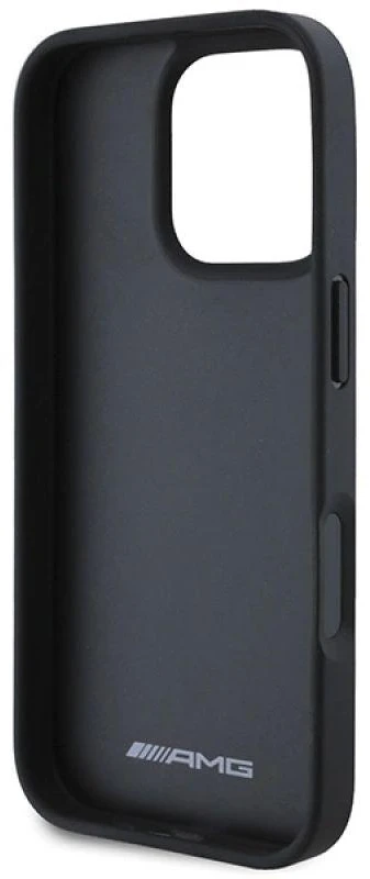 Mercedes AMG Leather Debossed Lines dėklas telefonui juodos spalvos Logo Apple iPhone 16 Pro Max Case - dėklas telefonui juodos spalvos