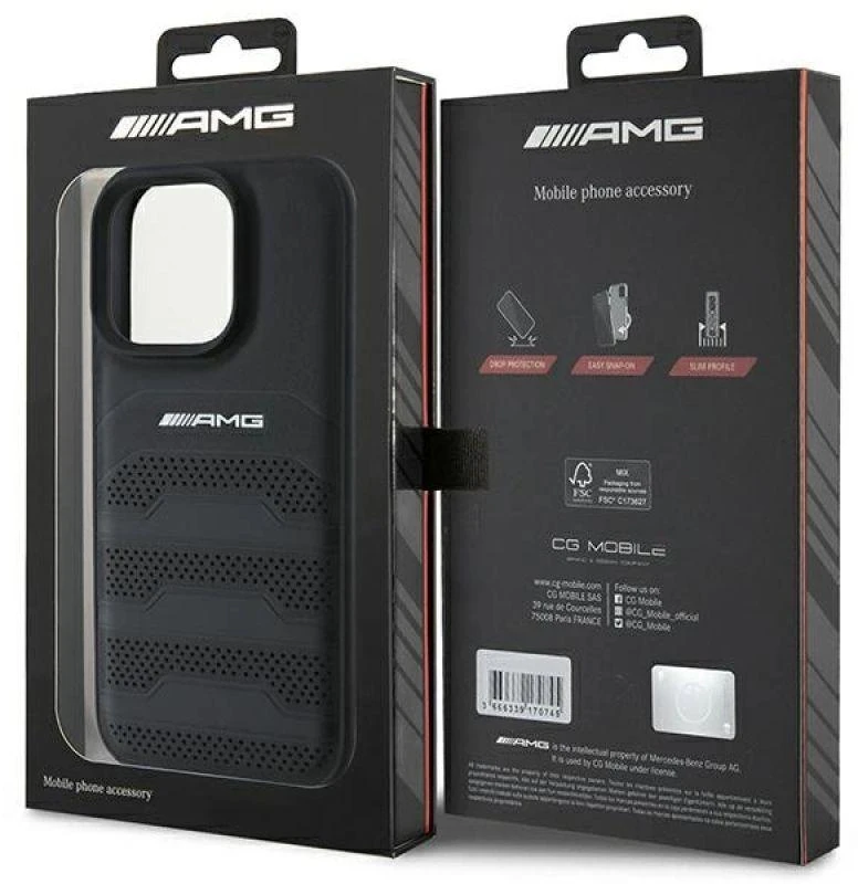 Mercedes AMG Leather Debossed Lines dėklas telefonui juodos spalvos Logo Apple iPhone 16 Pro Max Case - dėklas telefonui juodos spalvos