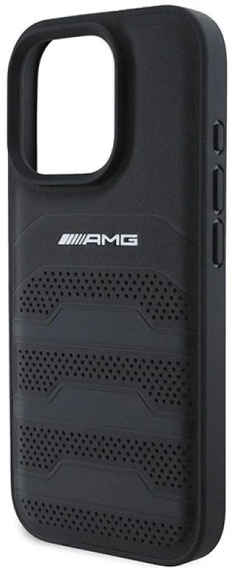 Mercedes AMG Leather Debossed Lines dėklas telefonui juodos spalvos Logo Apple iPhone 16 Pro Max Case - dėklas telefonui juodos spalvos