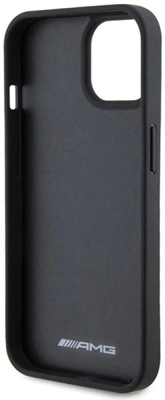 Mercedes AMG AMHCP15MGSEBK Apple iPhone 15 Plus / 14 Plus 6.7″ juodos spalvos kietas dėklas with Leather Debossed Lines