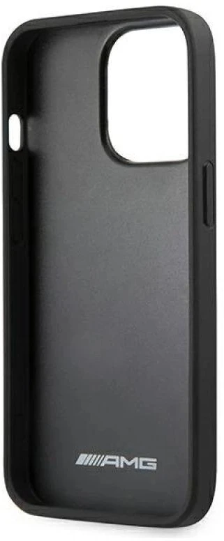 Team Group Mercedes AMG AMHCP13LGSEBK Apple iPhone 13 Pro / 13 6,1″ juodos spalvos kietas dėklas Leather Debossed Lines
