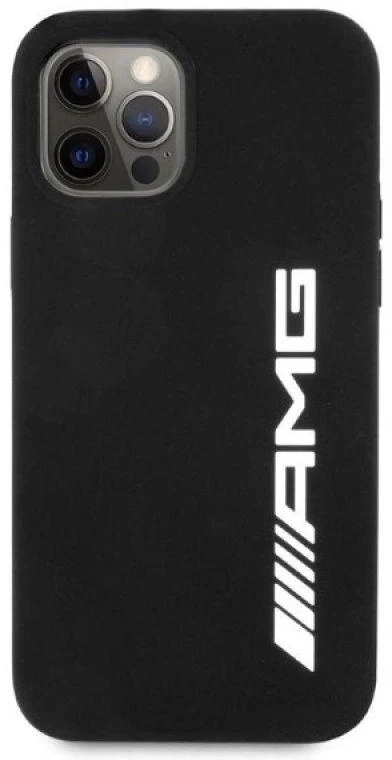 Mercedes AMG AMHCP12LSGLBGN Apple iPhone 12 Pro Max 6.7″ juodos spalvos kietas dėklas with Silicone Big Logo
