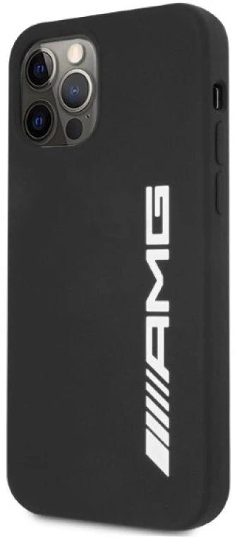 Mercedes AMG AMHCP12LSGLBGN Apple iPhone 12 Pro Max 6.7″ juodos spalvos kietas dėklas with Silicone Big Logo