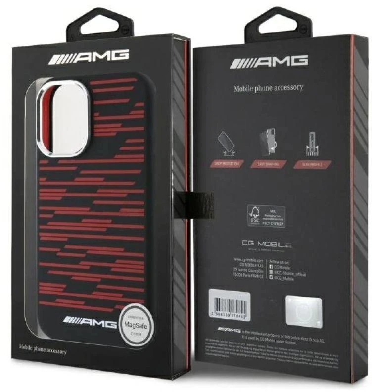 Mercedes AMG AMHMP16S24SSRRK Apple iPhone 16 6.1″ juodos spalvos kietas dėklas Silicone Graphics MagSafe