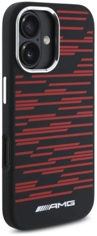 Mercedes AMG AMHMP16S24SSRRK Apple iPhone 16 6.1″ juodos spalvos kietas dėklas Silicone Graphics MagSafe