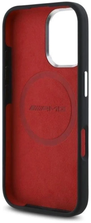 Mercedes AMG AMHMP16S24SSRRK Apple iPhone 16 6.1″ juodos spalvos kietas dėklas Silicone Graphics MagSafe