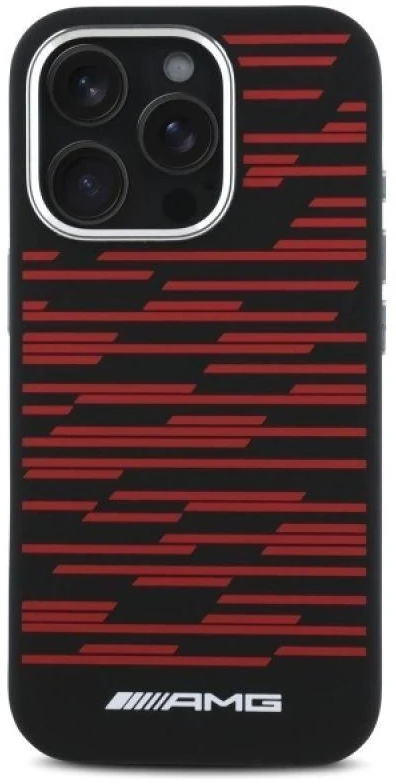 Mercedes AMG AMHMP16X24SSRRK Apple iPhone 16 Pro Max 6.9″ juodos spalvos kietas dėklas Silicone Graphics MagSafe