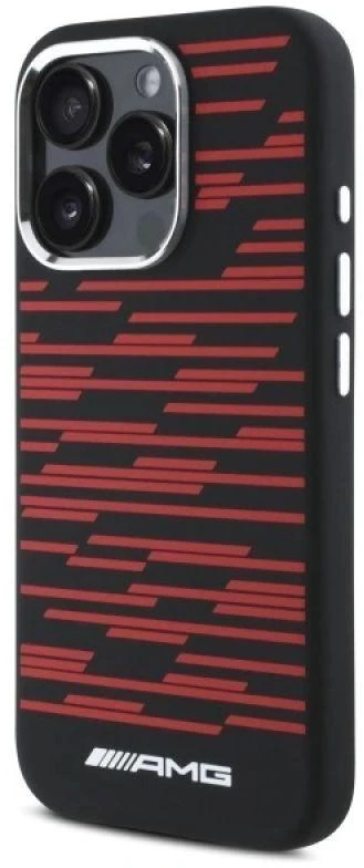 Mercedes AMG AMHMP16X24SSRRK Apple iPhone 16 Pro Max 6.9″ juodos spalvos kietas dėklas Silicone Graphics MagSafe