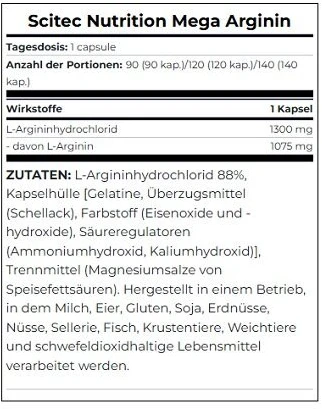 Scitec Mega Argininas 90 Kapsulės