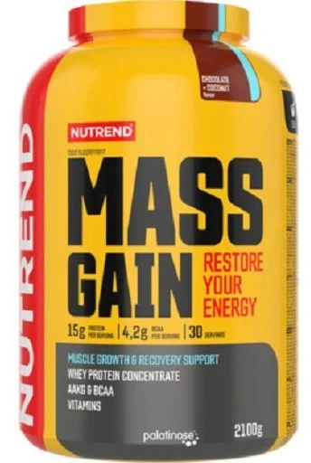 Angliavandenių ir baltymų mišinys Nutrend Mass Gain 2100 g, bananų skonio