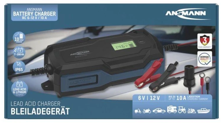 Ansmann 1001-0146 automobilio akumuliatoriaus įkroviklis 6 – 14 V Juoda
