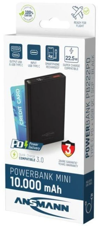 Ansmann 1700-0154 nešiojamasis įkroviklis Ličio-jonų (Li-Ion) 10000 mAh Juoda