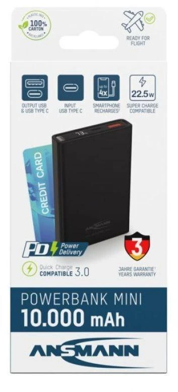 Ansmann 1700-0154 nešiojamasis įkroviklis Ličio-jonų (Li-Ion) 10000 mAh Juoda