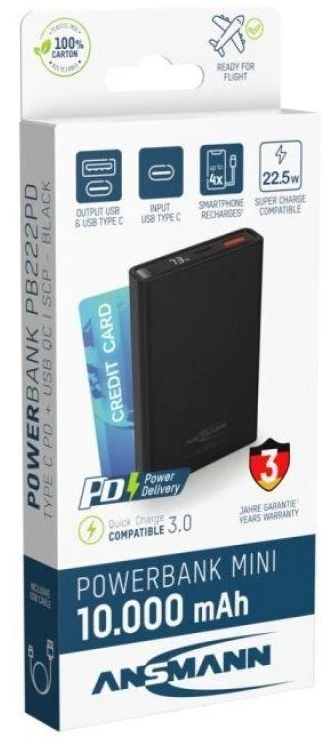 Ansmann 1700-0154 nešiojamasis įkroviklis Ličio-jonų (Li-Ion) 10000 mAh Juoda