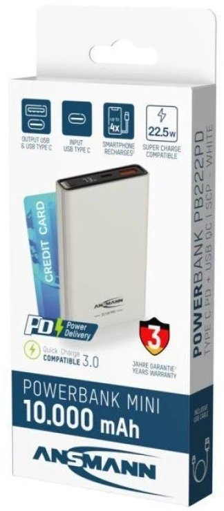 Ansmann 1700-0156 nešiojamasis įkroviklis Ličio-jonų (Li-Ion) 10000 mAh Balta