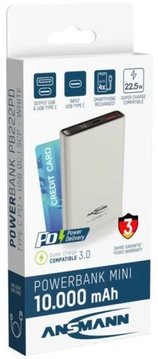 Ansmann 1700-0156 nešiojamasis įkroviklis Ličio-jonų (Li-Ion) 10000 mAh Balta