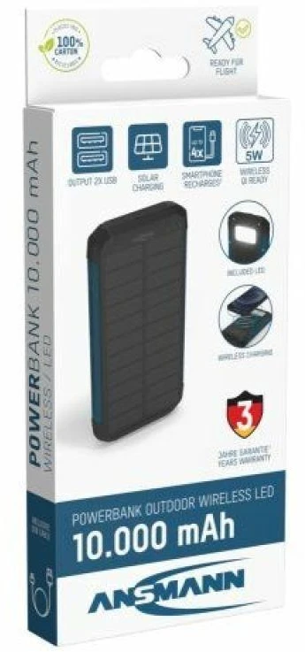 Ansmann PB212W ličio polimerų (LiPo) 10000 mAh išorinė baterija, juoda, mėlyna