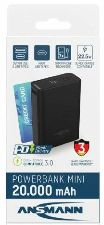 Ansmann PB222PD Ličio polimeras (LiPo) 20000 mAh Juoda