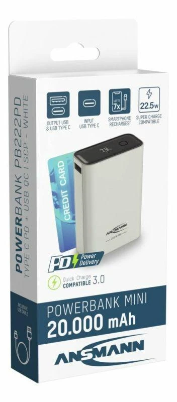 Ansmann PB222PD Ličio polimeras (LiPo) 20000 mAh Balta