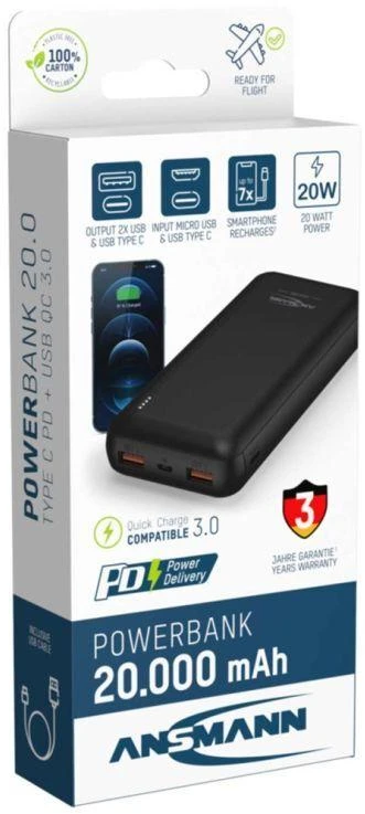 Powerbank Ansmann PB320PD 20000 mAh Juodas